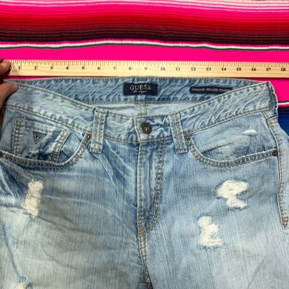 Vintage GUESS Jeans Men's 32 (Fit 34x33) Desmond Relaxed Straight Distressed Y2K - Picture 7 of 11